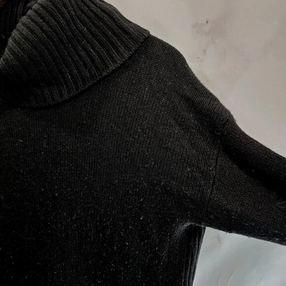 By Anthropologie Sweater Womens XS Black Turtleneck Side Slits Boxy Oversized - Picture 9 of 10